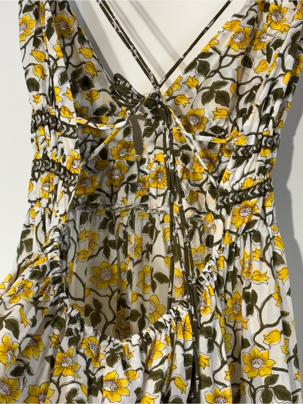J. Crew Cotton voile plunge maxi dress in daffodil daze block print Size L - Picture 10 of 11